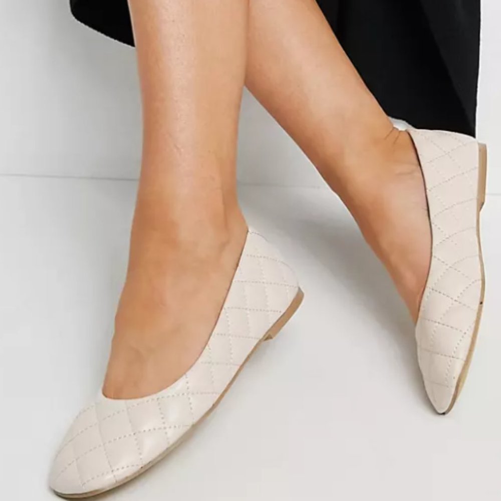 Truffle Collection Quilted Ballet Flats with Square Toe